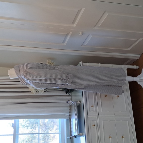 NWT‎ MONTEAU LOS ANGELES Womens Grey/ White Striped Button Down Midi Dress S-M - Picture 3 of 8